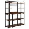 PDTEND Large 55" 5-Tier Kitchen Baker’s Rack with Hutch, Microwave Stand, Hooks, Metal Frame - Rustic Brown - 2 of 4