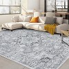 Acekool 5x7 Washable Area Rug - Boho Vintage Distressed Design, Stain Resistant Low Pile Rug for Living Room, Bedroom, Office, Grey - 2 of 4
