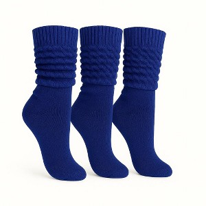 Women’s Slouch Socks Cotton Slouchy Knee-High Boot Socks 3 Pairs Scrunch Breathable Extra Long All-Season Comfort - 1 of 4