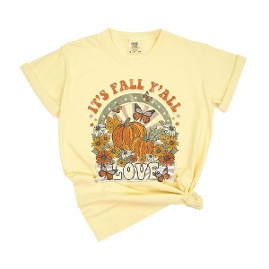 Simply Sage Market Women's It's Fall Y'all Love Short Sleeve Garment Dyed Tee - 1 of 2