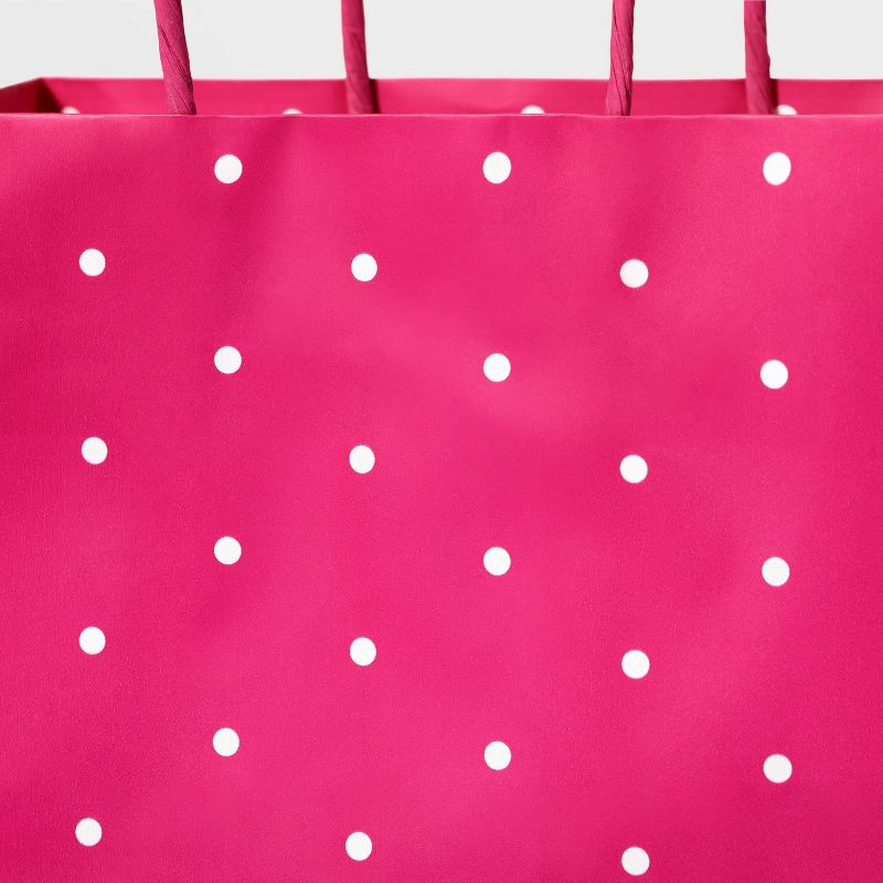 Small Dot Print Bag Pink - Spritz&#8482;: Polka Dotted, All-Occasion Present Carrier with Fabric Handles, 3 of 4