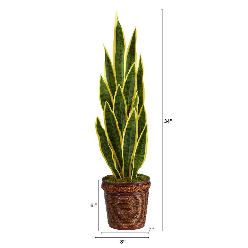 Nearly Natural 34-in Sansevieria Artificial Plant in Basket, 2 of 5
