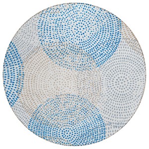 Ivory Blue And Taupe Polka Dot Washable Indoor Outdoor Area Rug - 1 of 4