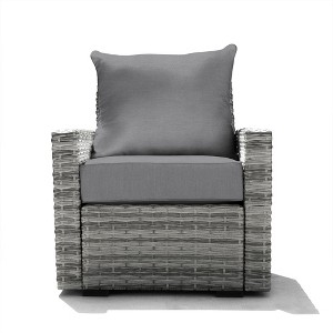Honeycomb Outdoor Carmel Seat - Ash Grey Wicker Chair: Weather Resistant Modular Patio Lounge Furniture - 1 of 4