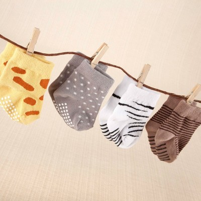 Baby Aspen Sock Safari Set - 4 Pairs Animal Print Socks For 0-6 Months