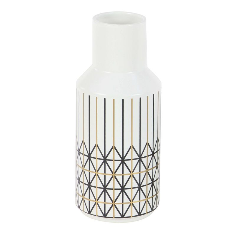 Set of 2 Modern Ceramic Bottle Vases with Patterns - Olivia & May, 3 of 11