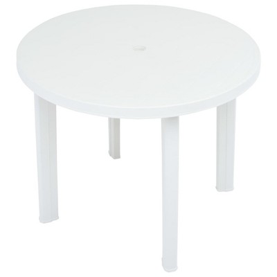 White Round 35" Weather Resistant Plastic Patio Table