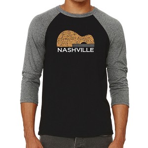 LA Pop Art Nashville Guitar - Men's Raglan Baseball Word Art T-Shirt - 1 of 4