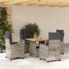 vidaXL 5 Piece Patio Dining Set with Cushions - Gray Poly Rattan Adjustable Recliner Chairs & Lift-up Table for Garden & Patio - 2 of 4