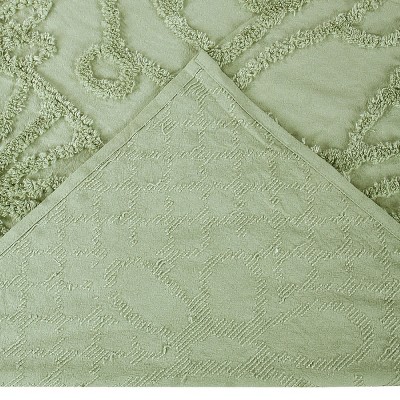 Sage Cotton Chenille Twin Bedspread and Sham Set