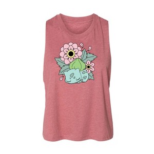 Women's Pokémon Bulba Flowers Graphic Racerback Tank - Heather Mauve - Small - 1 of 2