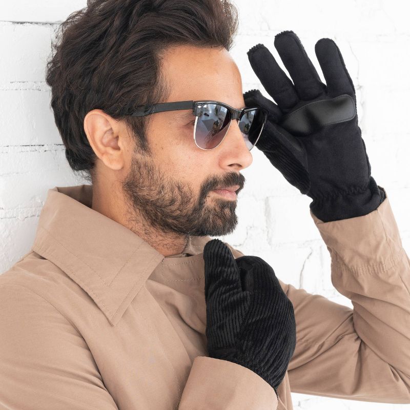 Isotoner Men's Handwear Corduroy Microsuede Palm Gloves, 4 of 5