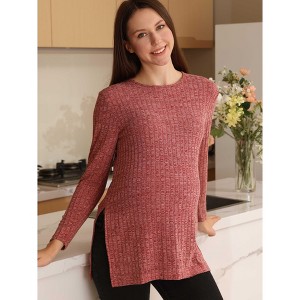 Coolmee Maternity Long Sleeve Shirts Crewneck Dressy Sweaters Winter Clothes Casual Outfits - 1 of 4