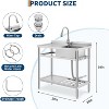 Stainless Steel Utility Sink, Freestanding Workstation with Hot/Cold Faucet, Includes Storage Shelf, Adjustable Legs for Indoor/Outdoor Use - 2 of 4