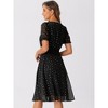 Allegra K Women's Square Neck Metallic Stars Ruffle A-Line Stretch Waist Midi Dress - 3 of 4