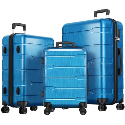 SUGIFT 3pc Hardside Checked Spinner Luggage Set, Blue