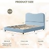 Pink/Blue/White Bed Frame with Upholstered Headboard, Low Profile, Sturdy Platform, Noise Free - 2 of 4