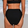 Womne's Chic High-Waisted Olive Green/Black Bikini Bottoms - Cupshe - 4 of 4