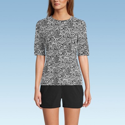 Lands' End Women's SunShade UPF 50 Elbow Sleeve Relaxed Rash Guard
