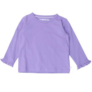 RuffleButts Girls Knit Long Sleeve Ruffle Layering Tee - 1 of 4