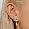 Gold Plated Dangle Huggie Hoop Set - Flower, Moon & Cross Designs, Hypoallergenic Stacking Jewelry Gift - 3 of 4