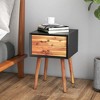 Tangkula 2PCS Wooden Nightstand Mid-Century End Side Table Living Room W/2 Storage Drawer - 2 of 4