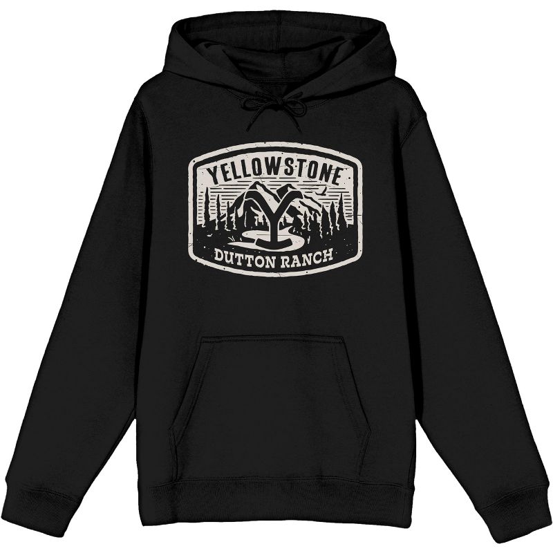 Yellowstone Dutton Ranch Patch Mens Black Graphic Hoodie, 1 of 3