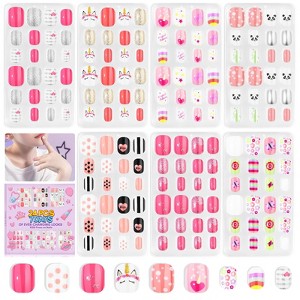 Saviland Kids 7-Pack Press-On Nails Kit - 168PCS Pre-Glued Short False Nails with Glitter Ombre Designs for Girls 8-12 Years.(Holiday Gift) - 1 of 4