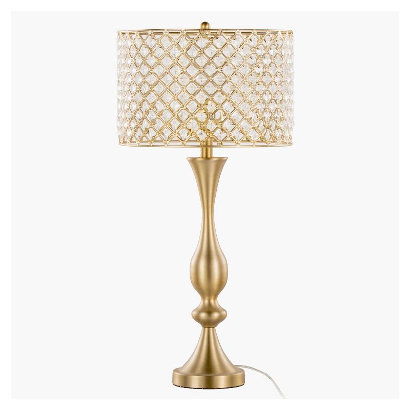 LumiSource Topaz 27&#34; Glam/Art Deco Metal Table Lamp Gold Metal with Clear K9 Crystal and Metal Shade from Grandview Gallery, 1 of 7