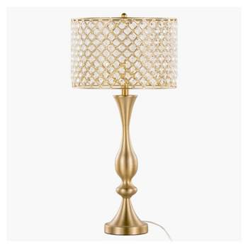 LumiSource Topaz 27" Glam/Art Deco Metal Table Lamp Gold Metal with Clear K9 Crystal and Metal Shade from Grandview Gallery