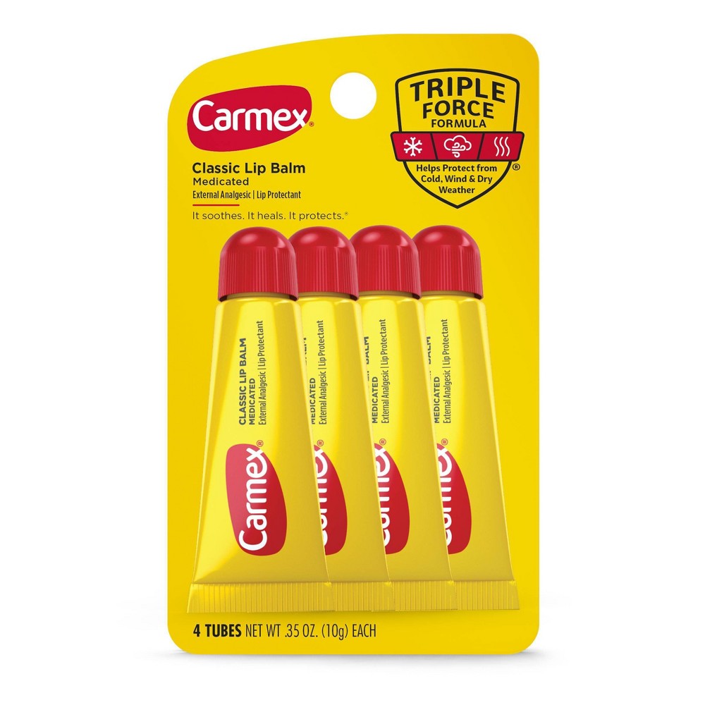 Photos - Lipstick & Lip Gloss Carmex Classic Lip Balm Medicated Tube - 4pk/1.4oz 