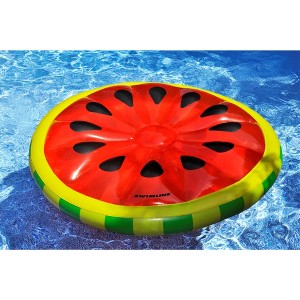 Swimline 65" Inflatable Watermelon Fruit Slice Swimming Pool 2-Person Lounger - Red/Green - 1 of 3