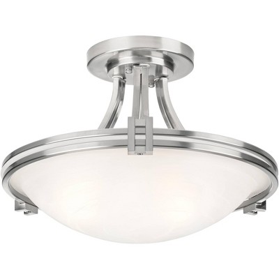 Possini Euro Design Art Deco Ceiling Light Semi Flush Mount Fixture Brushed Nickel 16" for Bedroom Kitchen