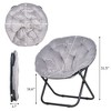 VECELO Folding Saucer Chair, Moon Chair with Metal Frame, Faux Fur for Bedroom or Living Room, Gray - 3 of 4