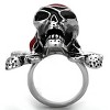 Slickblue Stainless Steel Skull Ring for Men, Polished with Siam Epoxy, Biker Statement Style, Size 8-13 - 3 of 4