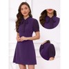 INSPIRE CHIC Women's Bow Tie Keyhole Neck Puff Sleeve Elegant Work Dress - 2 of 4