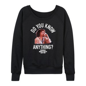 Women's - Ferris Bueller's Day Off - Bueller Bueller Bueller Lightweight French Terry Wide Neck Long Sleeve Shirt - 1 of 4