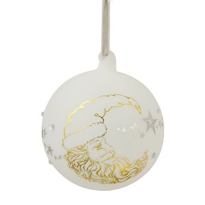 Northlight Moon Santa 'Dreams Come True' Frosted Glass Christmas Ornament - 4.5" - White - 1 of 2