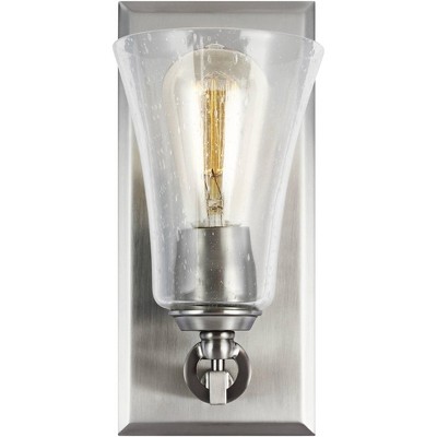 Satin Nickel Seeded Glass Dimmable Wall Sconce - 11"H