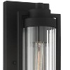 Possini Euro Design Bogata Industrial Modern Wall Light Sconce Textured Black Hardwire 6" Fixture Clear Ribbed Glass for Bedroom Bathroom Vanity House - 3 of 4