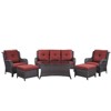 Gymojoy 6 Piece Outdoor Wicker Sofa with Patio Chairs with Coffee Table and Ottoman Sets - 2 of 4