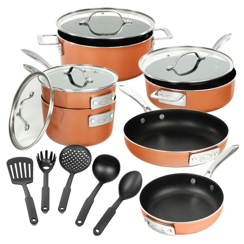 Gotham Steel Stackmaster 15 Piece 8'' and 10'' Copper Space Saving Nonstick Cookware Set, 2 of 6