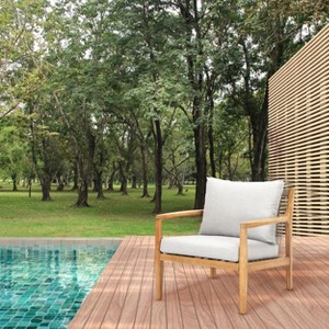 Moda Furnishings 2PCS Arcacia Wood Patio Outdoor Single Sofa With Cushions - 1 of 4