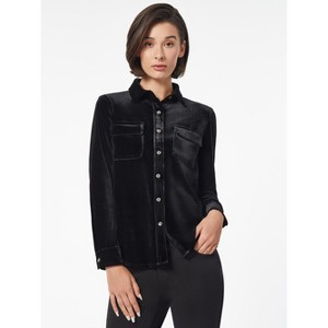 Jones New York Button-Front Velour Utility Shirt - 1 of 3