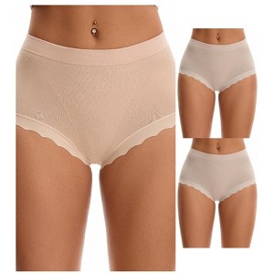 INSPIRE CHIC 3 Packs Women's High Waisted Breathable Tummy Control Underpants - 1 of 4