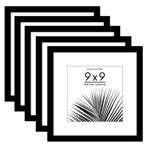 Americanflat 5 Pack of Picture Frames with Mat - Plexiglass Cover - 1 of 4