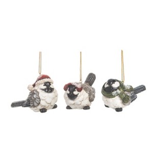 Transpac Resin Puffy Bird Ornament Set of 3 Christmas Home Decorations - 1 of 1