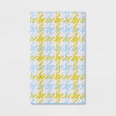 Waffle Houndstooth Hand Towel Green/Blue - Room Essentials™