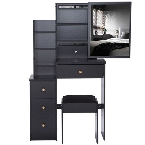 Gulches Compact Elegance Black Vanity  Tables Set with Sliding Mirror & Ample Storage simplified version - 1 of 4