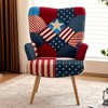 Beautyolove Red Fabric Upholstered Accent Chair Wingback Armchair with Solid Wood Legs - 3 of 4
